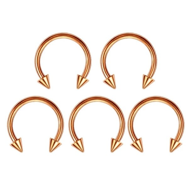 5 ks Piercing z chirurgické oceli Zahnutá podkova 10 mm Univerzální body piercing do nosu ucha obočí rtu bradavky růžově zlatá
