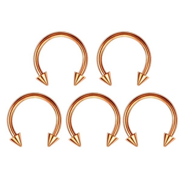 5 pcs Piercing en acier chirurgical Courbée en forme de fer à cheval 8 mm Universel body piercing pour le nez, l'oreille, le sourcil, le mamelon or rose