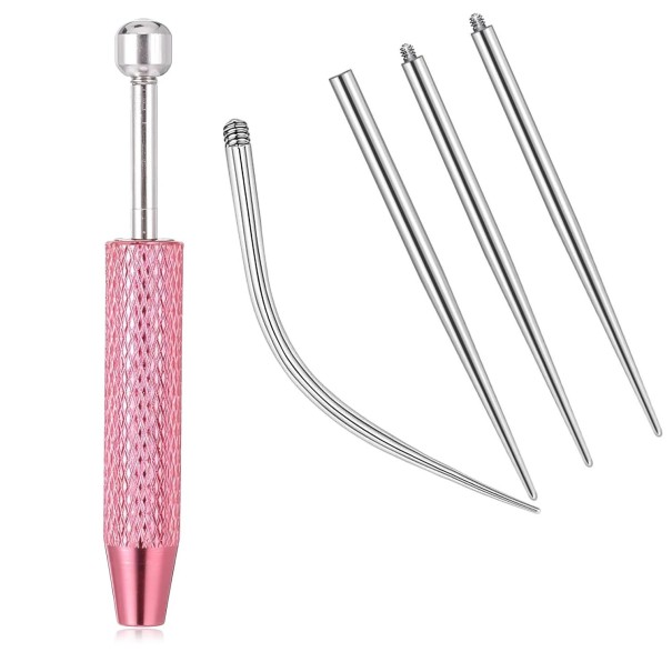 5 pcs Pino de inserção cónico curvado em titânio Rosca interna Acessório para piercing do nariz, lábio e cartilagem rosa