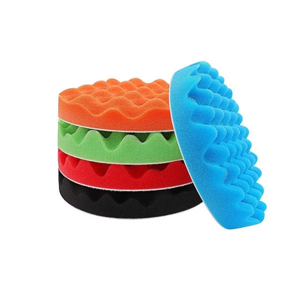 5 pcs Polishing Sponges 101.6 mm Coloured Wavy Foam Polishing Discs Set of Pads for Car Paint Correction and Renovation 1