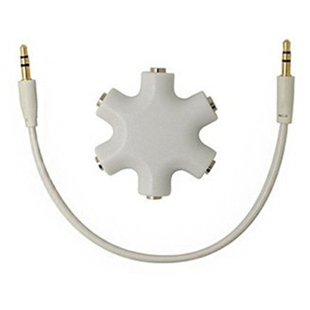 5-ports 3,5-jack hovedtelefonsplitteradapter hvid
