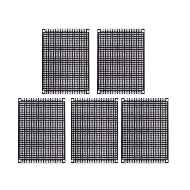5 stk. Dobbelt-sidede prototyp PCB 6 x 8 cm Sorte PCB Hulafstand 2,54 mm Tykkelse 1,6 mm Universelle testplader til DIY elektronik 1