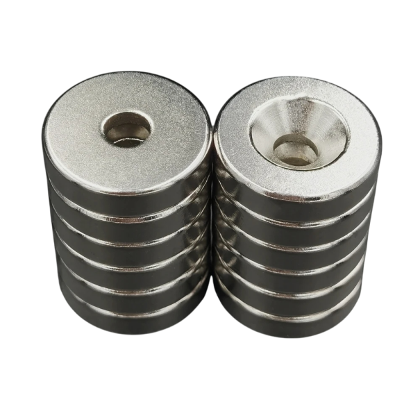 5 stk. superstærke neodym runde magneter med hul 20 x 5 mm Hul 5 mm Stærke magnetiske skiver til teknologi Produktion Holdere Ophæng Værksted Håndværk 1