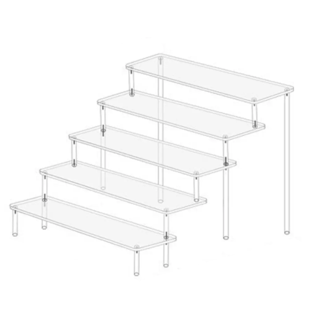 5-stopniowy przezroczysty stojak akrylowy 30 x 31,5 x 25 cm Wielopoziomowy regał wystawowy na kosmetyki, figurki, biżuterię i przedmioty kolekcjonerskie 1