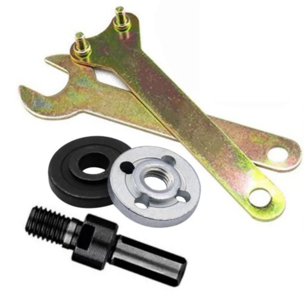 5 stuks Universele opspan set voor boormachine Voor boorkop 10 mm Adapter met spie Flens Onderlegger Service sleutels Montage van schuur- en snijschijven 1