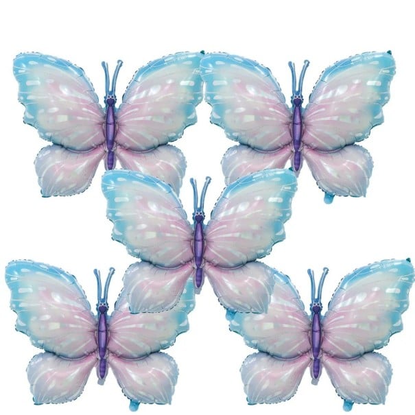 5 szt. Balon foliowy motyl 100 × 74 cm Pastelowy dekoracyjny balon w kształcie motyla Dekoracja na przyjęcia urodzinowe dekoracja niebieski