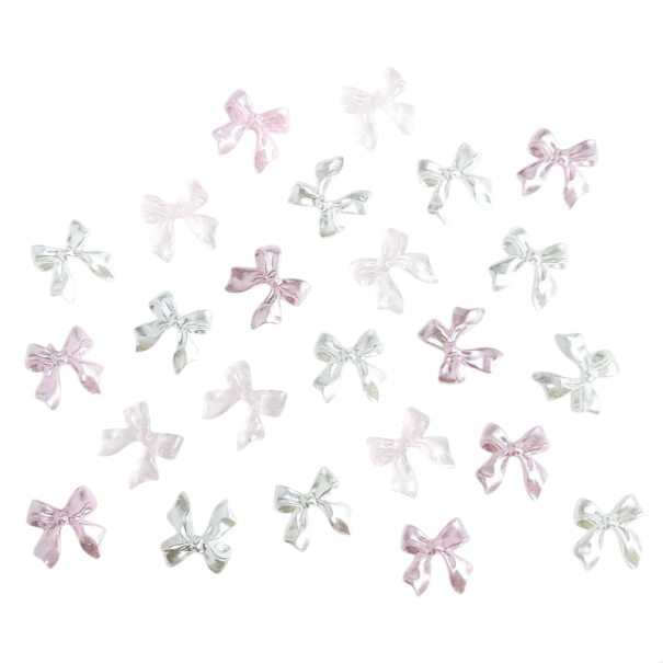 50 buc 3D fundițe transparente pentru unghii 6x6 mm Fundițe mini din rășină lucioasă Decorare unghii Efect iridescent DIY decorațiuni Accesorii Nail Art 1