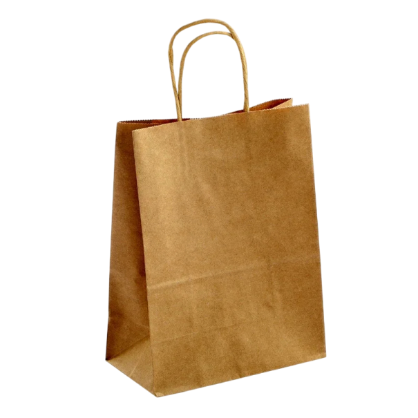 50 db Kraft dárkosztó táska 15 x 21 cm fogantyúval Színes papírtáskák ajándékokhoz termékcsomagolás tartós ökológiai papírtáskák boltokhoz és ünnepségekhez barna