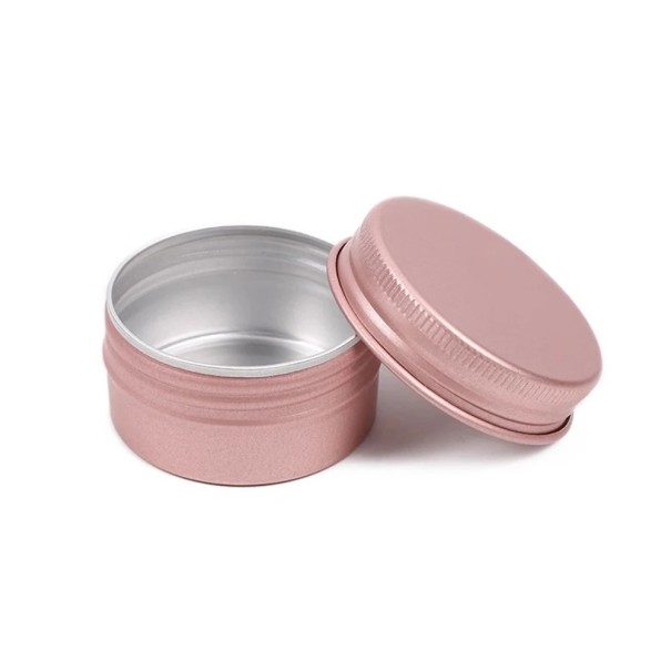 50 ks kosmetické plnitelné dózy 20 g Hliníkové šroubovací nádobky 48 × 18 mm Mini obaly na krém balzám mast kosmetiku růžová