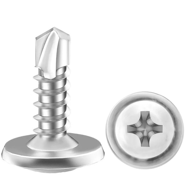 50 ks Samovrtné šrouby s kulatou hlavou  4,2 × 13 mm křížová drážka stříbrná barva pro upevnění kovových a dřevěných materiálů 1