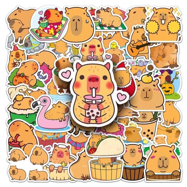 50 pcs Capybara Stickers Mix of Designs Cute Stickers with Capybaras Decorative Stickers for Notebooks Bottles Phones 1