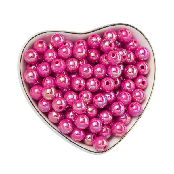 50 pezzi di perline in acrilico da 10 mm Forma rotonda Acrilico Adatte per bracciali orecchini collane Creazione di decorazioni Produzione di gioielli Perline rosa-rosso