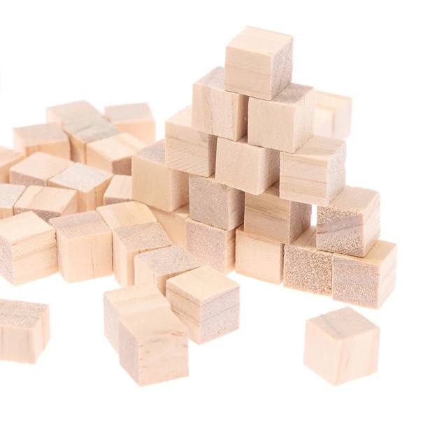 50 Piece Mini Wooden Cubes 1 cm Empty Square Blocks Unfinished Natural Wood for DIY Crafts Puzzle Educational Material 1