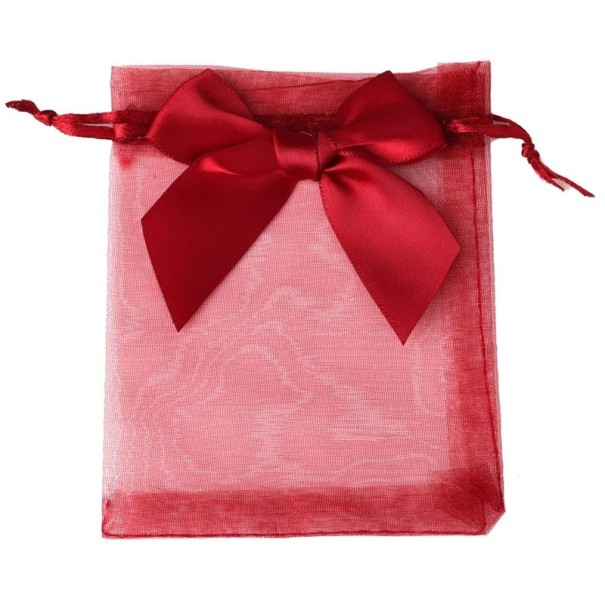50 st Doppresenter av organza 13 x 18 cm Påsar med dragsko och rosett Bröllopsgåvor Julinslagning av godis Elegant förpackning för smycken Gåvor röd
