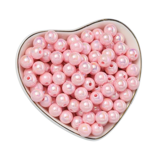 50 Stück 10 mm Acrylperlen Runde Form Acryl Geeignet für Armbänder Ohrringe Halsketten Dekorationsgestaltung Schmuckherstellung Perlenstickerei rosa