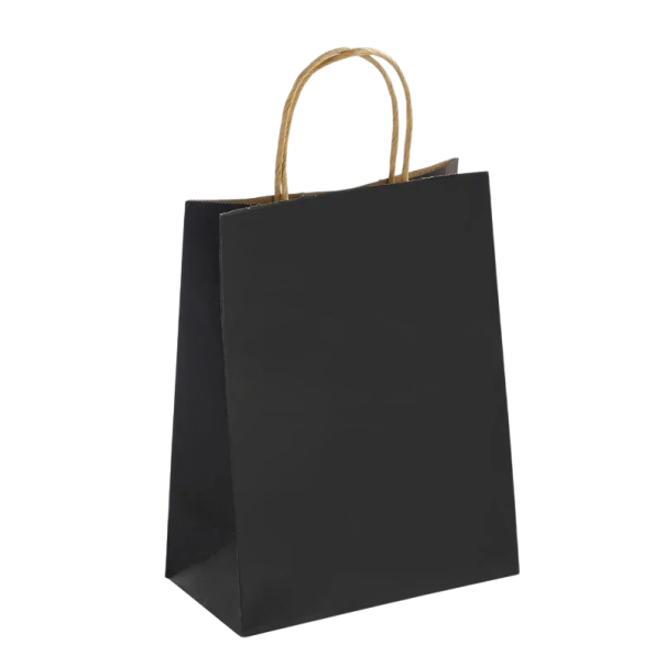 50 sztuk Kraftowych torebek prezentowych 15 x 21 cm z uchwytami Kolorowe papierowe torby na prezenty opakowanie towarów mocne ekologiczne torby papierowe do sklepów i uroczystości czarny