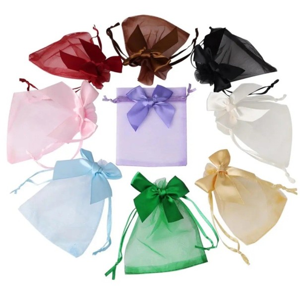 50 unidades de Bolsitas de Regalo de Organza 10 x 15 cm Bolsas con Cuerda de Ajuste y Lazo Recuerdos de Boda Empaque Navideño de Dulces Joyería Decoración Embalaje Elegante para Regalos mezcla