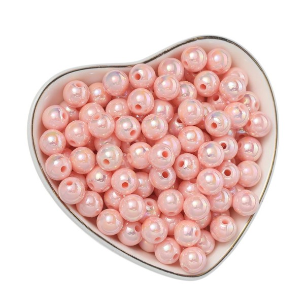 50 unidades de contas de acrílico de 10 mm Forma redonda Acrílico Adequadas para pulseiras brincos colares Criação de decorações Fabricação de joias Beadwork madrepérola