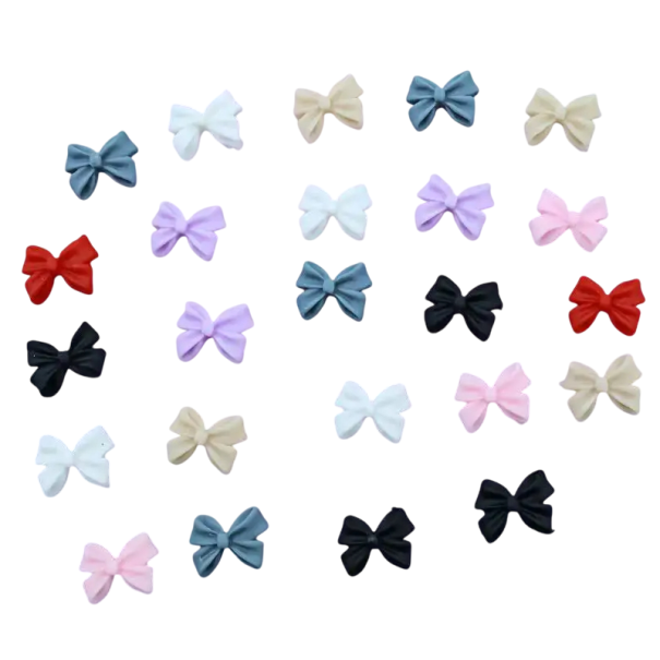 50 unidades de laços 3D coloridos para unhas 6x6 mm Mini fitas de resina Decoração de unhas Nail Art decoração Efeito brilhante acessórios DIY para criação 1