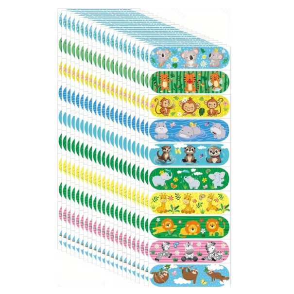 50 unidades de pensos infantis à prova de água 72 x 19 mm Pensos com motivos de animais Pensos divertidos para crianças Cuidados com pequenos 1