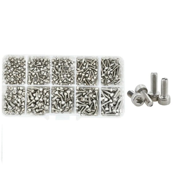500 pcs set de tornillos M2 y M2.5 cabeza cilíndrica acero inoxidable color plateado longitudes variadas de 3 a 10 mm para trabajos de montaje 1