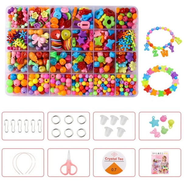 500 Pieces of Coloured Acrylic Beads Bracelet and Necklace Making Set Acrylic Jewellery Making Beading Accessories with Accessories 1