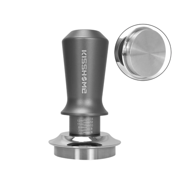 51 mm Coffee Tamper with Double Spring Flat Base Made of Stainless Steel 304 Professional Espresso Tamper grey
