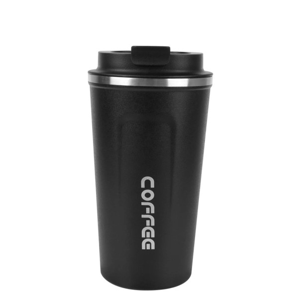 510 ml Edelstahl-Thermosbecher Doppelwandige Vakuumisolierung Reisebecher für Kaffee und Tee Robuster Thermosbecher mit Deckel Auslaufsicheres Design Hält die Temperatur des Getränks schwarz