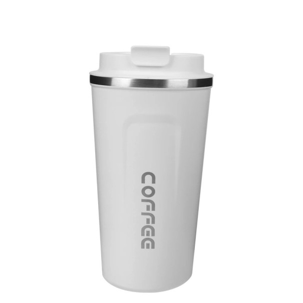 510 ml Edelstahl-Thermosbecher Doppelwandige Vakuumisolierung Reisebecher für Kaffee und Tee Robuster Thermosbecher mit Deckel Auslaufsicheres Design Hält die Temperatur des Getränks weiß
