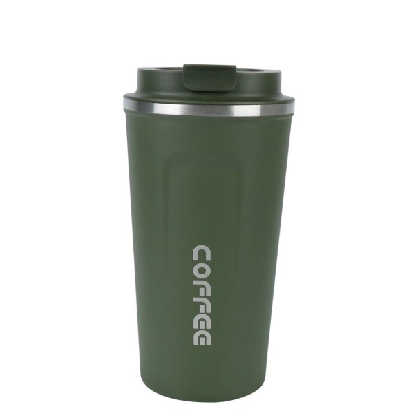 510 ml termosmugg i rostfritt stål Dubbelväggig vakuumisolering Resemugg för kaffe och te Slitstark termosmugg med lock Läcksäker design Håller temperaturen på drycken grön