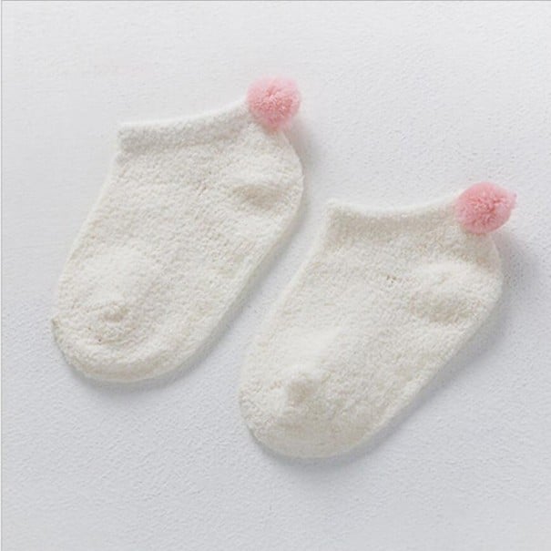 Calcetines de bebé con pompón blanco 9-12 meses