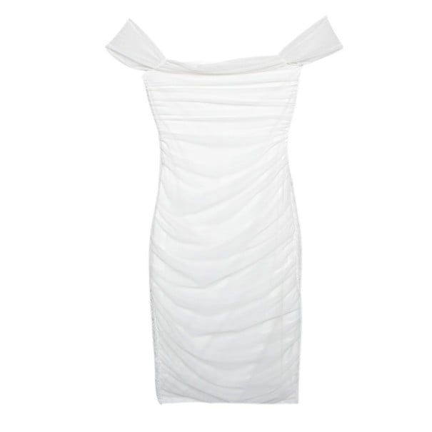 Vestido de cóctel con hombros descubiertos blanco S