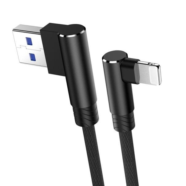 Lomený dátový kábel pre Apple Lightning na USB čierna 2 m