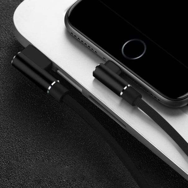 Lomený nabíjecí kabel pro Apple Lightning na USB černá 1 m