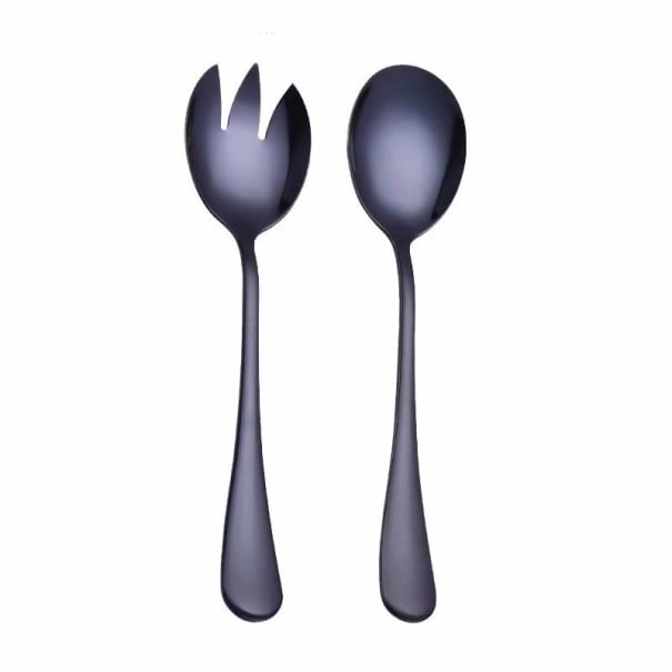 Cuchara y tenedor de ensalada 2 uds. negro