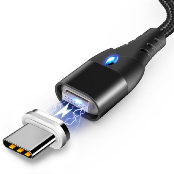 Magnetisk USB-kabel QC 3.0 svart 1 m 2