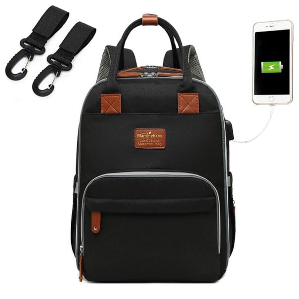 Multifunktionell barnvagnsryggsäck med USB-port 1