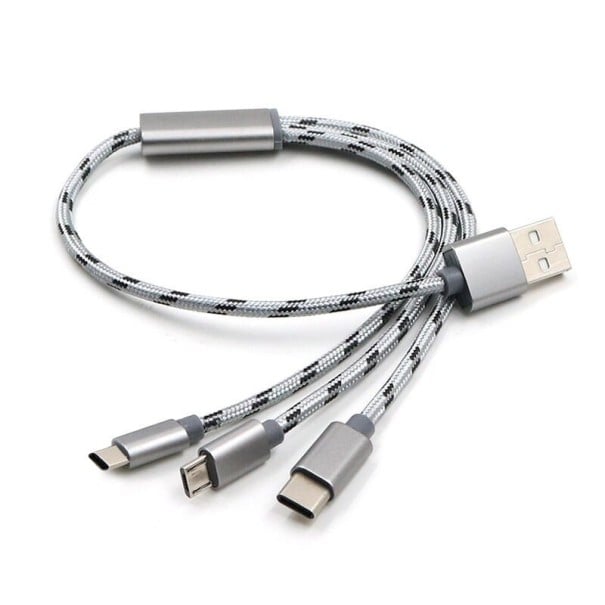 USB till Micro USB / Lightning / USB-C laddningskabel K553 1