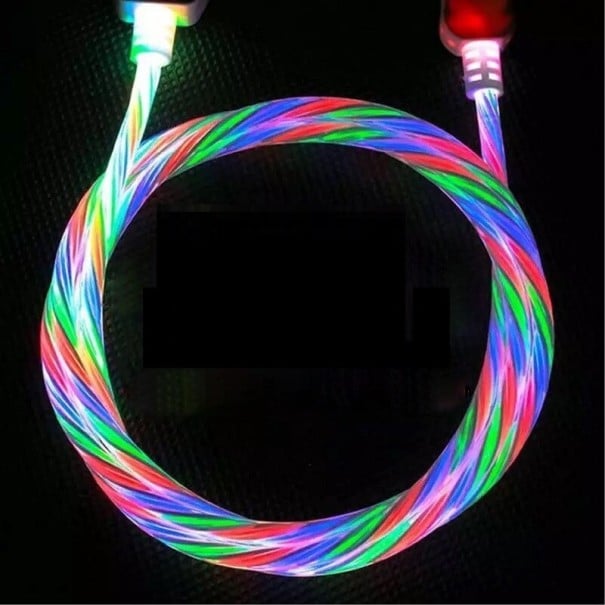 USB till USB-C / Micro USB / Lightning Charging Upplyst kabel flerfärgad 1 m 3
