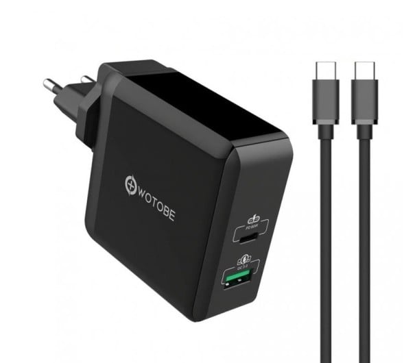 2-ports laddare med USB-C-kabel 1