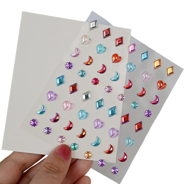 5D Diamond Face Sticker Colourful Gems in Heart, Star, Moon Shapes Festival Makeup Body Decoration Makeup Decoration DIY 1