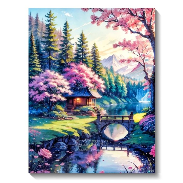 5D quadro di diamante 30x40 cm Aurora Paesaggio Pieni cristalli rotondi Kit di ricamo a mosaico Fai da te Creazione manuale Decorazione murale 1