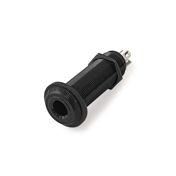 6.35 mm Ribbed Input and Output Connector Tubular Jack Noise Reduction Metal Audio Connector for Electric Guitar and Amplifier black