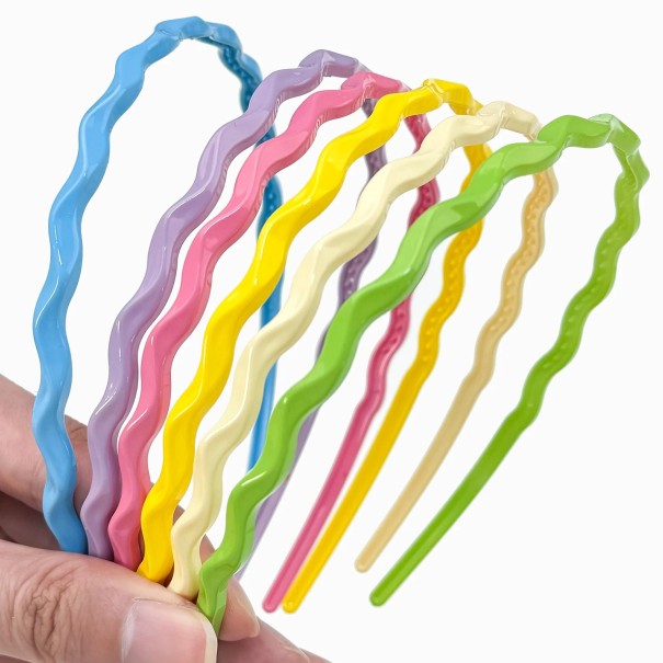 6 bucăți bandă de păr din plastic pentru femei 14,5 x 12,5 cm cu margine ondulată Bandă de păr universală pentru purtare zilnică și aranjarea coafurii 1