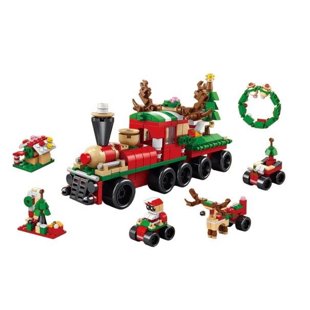 6-in-1-Weihnachtsbauset mit Farblicht Weihnachtszug bauen 270-tlg 1