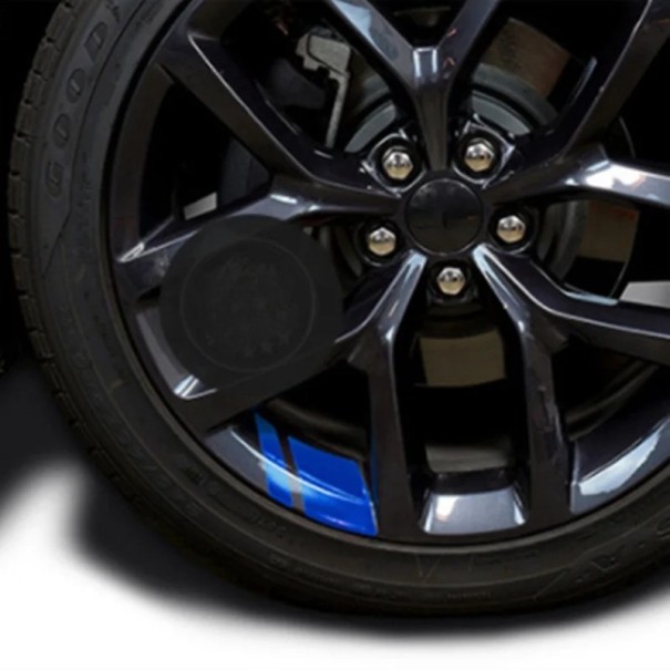 6 ks Reflexní samolepky na kola 16"–21" Vodotěsné odolné samolepky na ráfky Univerzální dekorace pro Dodge Chrysler Jeep modrá