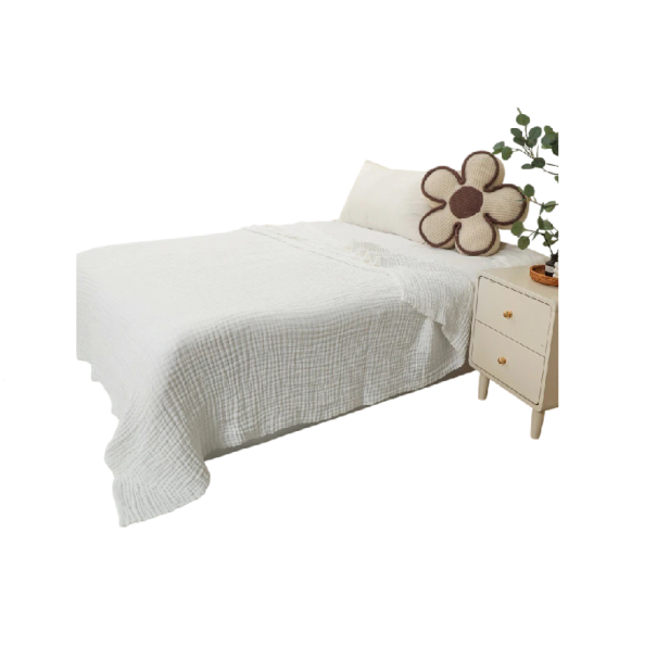 6-lagige Musselindecke 130 x 150 cm Aus 100% hautfreundlicher Baumwolle Leichte und atmungsaktive Sommerdecke für Sofa, Bett und Kinderzimmer weiß