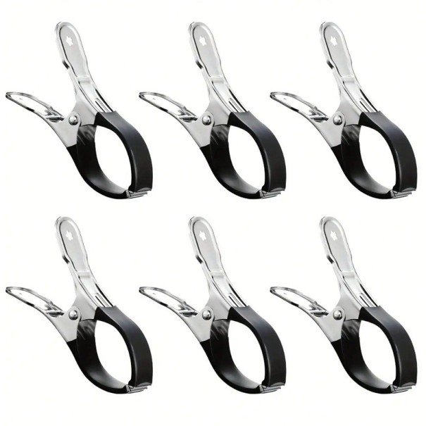 6 pcs de clipes para cobertura de piscina 6,5x2x12 cm Clipes de mola em aço inoxidável à prova de vento com cabos azuis Fixação resistente preto