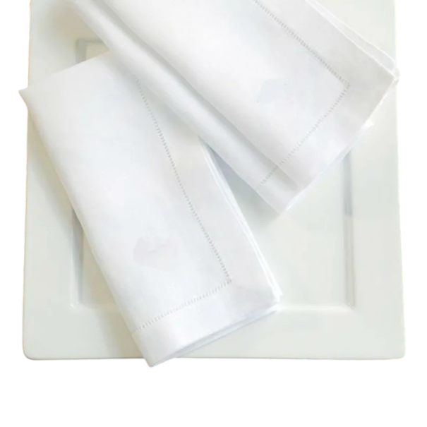 6 pcs Guardanapos de Tecido 45 x 45 cm Com borda de hemstitch acolchoada Guardanapos de mesa em Algodão e Linho Guardanapos Elegantes branco