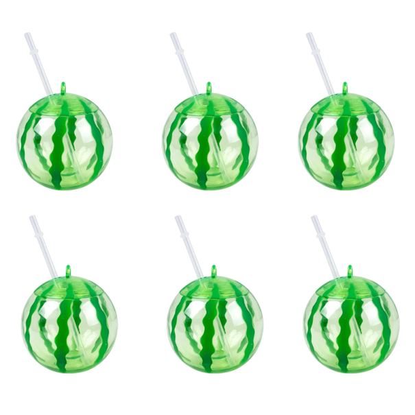 6 pcs Hawaiian Summer Watermelon Drinking Cups Plastic Cups in Watermelon Shape for Juice Wedding Birthday Beach Party Pool Decoration 1